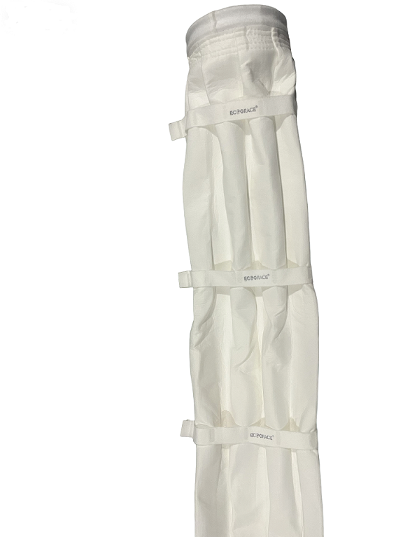 Pleated filter bags installed in an industrial dust collection system for high-efficiency particulate filtration